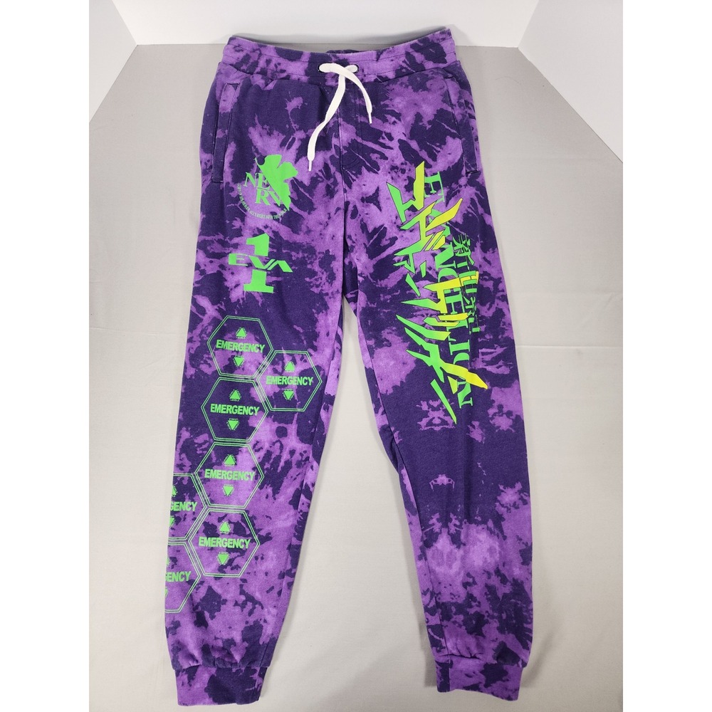 Hot Topic Neon Genesis Evangelion Purple Tie Dye Sweatpants Small NERV EVA-01